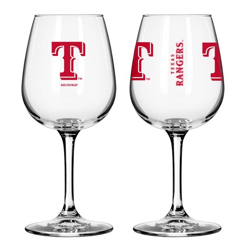 Texas Rangers Glass 12oz Wine Game Day