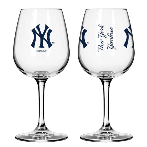 New York Yankees Glass 12oz Wine Game Day