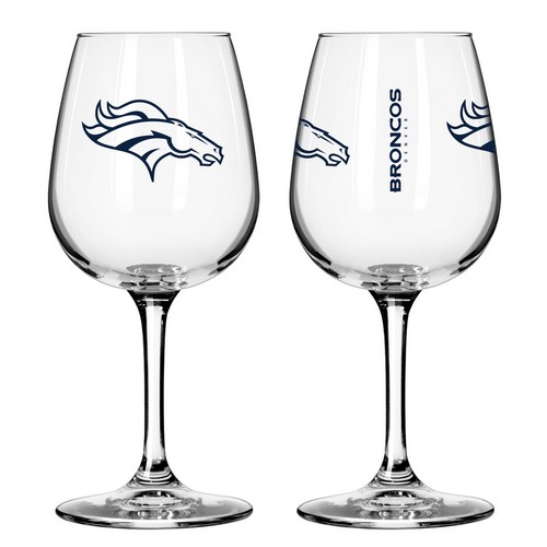 Denver Broncos Glass 12oz Wine Game Day