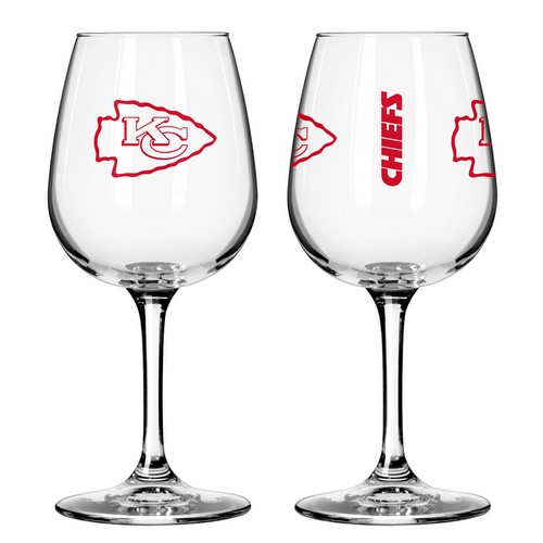 Kansas City Chiefs Glass 12oz Wine Game Day