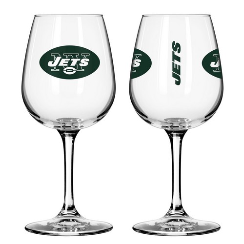 New York Jets Glass 12oz Wine Game Day