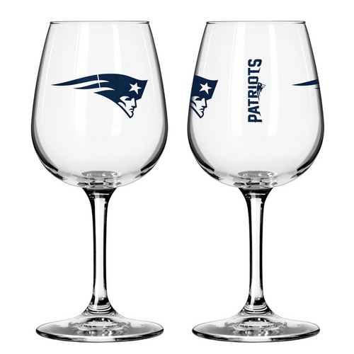 New England Patriots Glass 12oz Wine Game Day