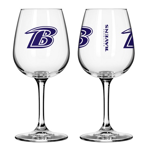 Baltimore Ravens Glass 12oz Wine Game Day