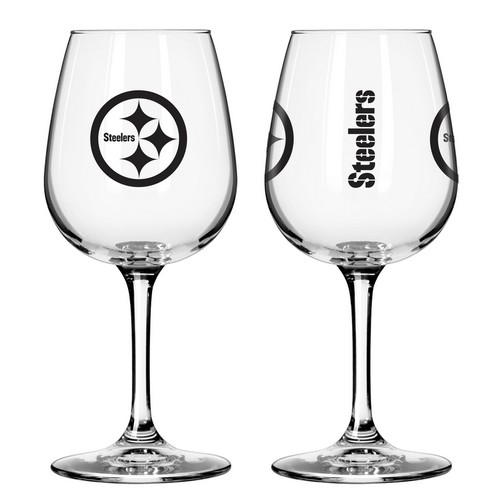 Pittsburgh Steelers Glass 12oz Wine Game Day