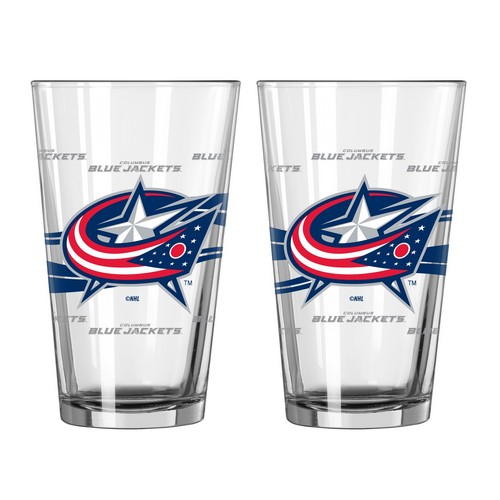 Columbus Blue Jackets Glass Pint Satin Etch 2 Piece Set