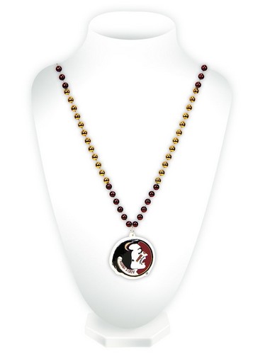 Florida State Seminoles Beads with Medallion Mardi Gras Style