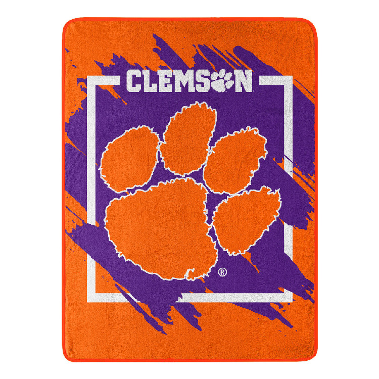 Clemson Tigers Blanket 46x60 Micro Raschel Dimensional Design Rolled