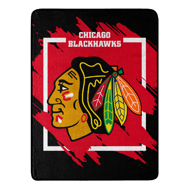 Chicago Blackhawks Blanket 46x60 Micro Raschel Dimensional Design Rolled