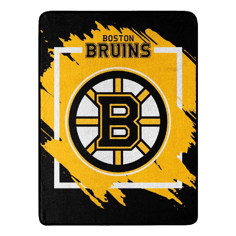 Boston Bruins Blanket 46x60 Micro Raschel Dimensional Design Rolled