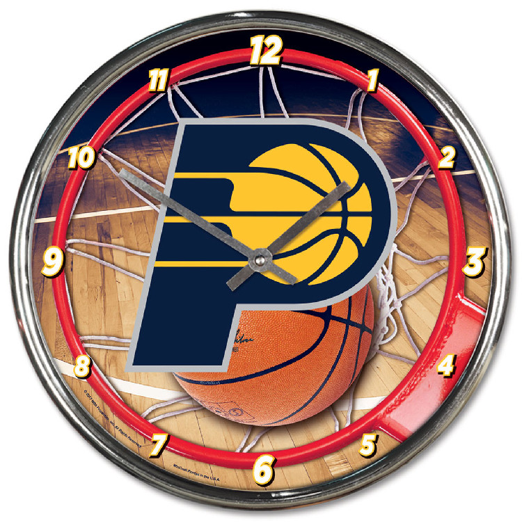 Indiana Pacers Clock Round Wall Style Chrome