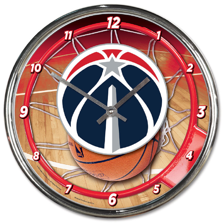 Washington Wizards Clock Round Wall Style Chrome