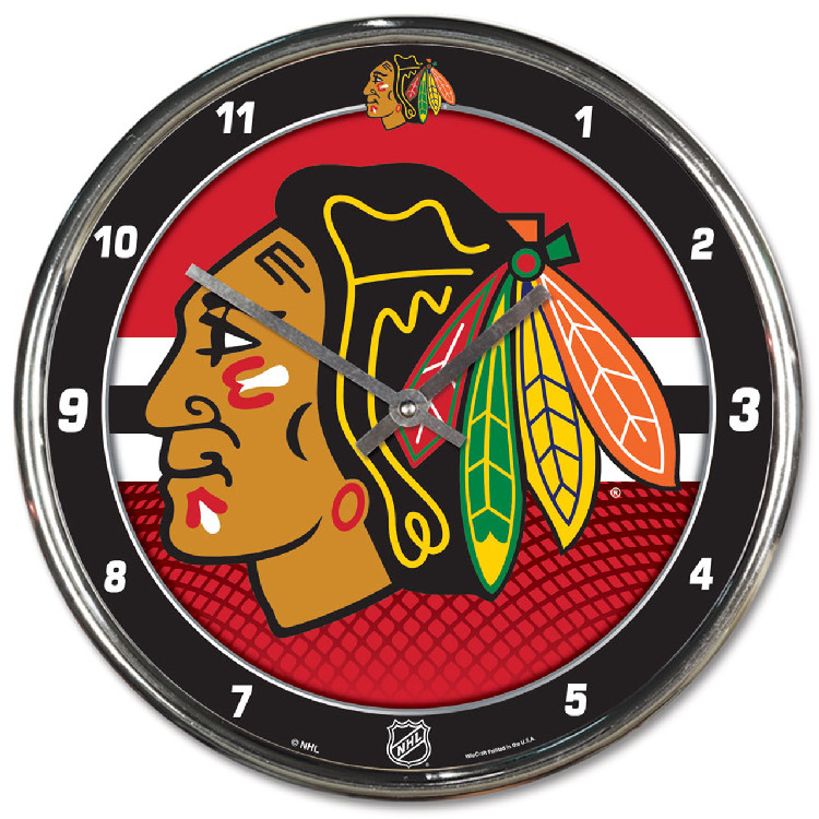 Chicago Blackhawks Round Chrome Wall Clock