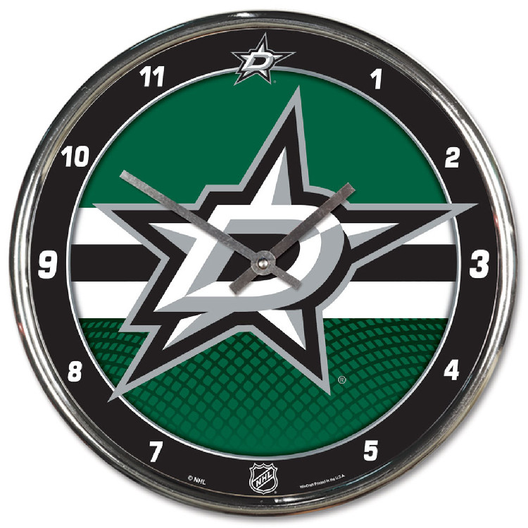 Dallas Stars Round Chrome Wall Clock