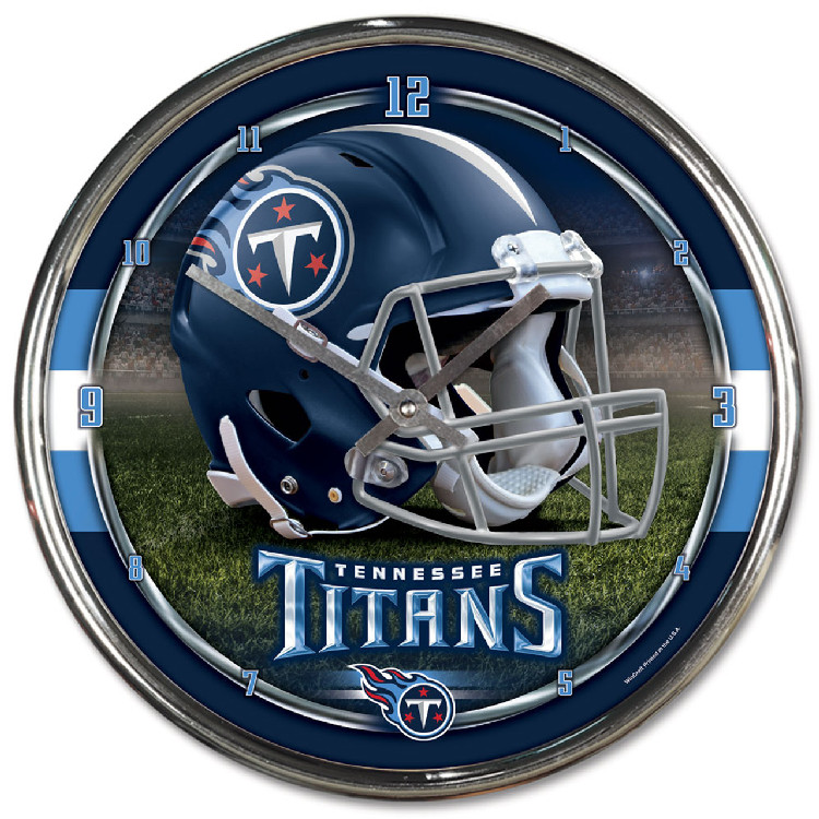 Tennessee Titans Clock Round Wall Style Chrome