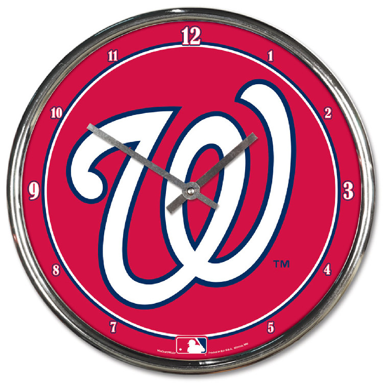 Washington Nationals Clock Round Wall Style Chrome