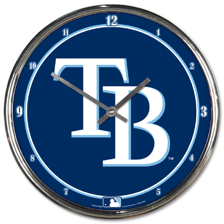 Tampa Bay Rays Clock Round Wall Style Chrome