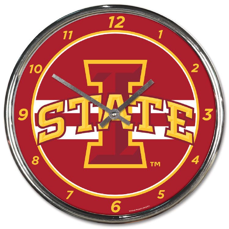 Iowa State Cyclones Round Chrome Wall Clock