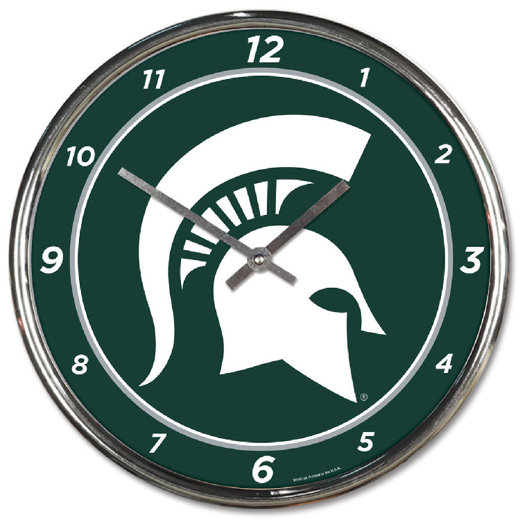 Michigan State Spartans Round Chrome Wall Clock