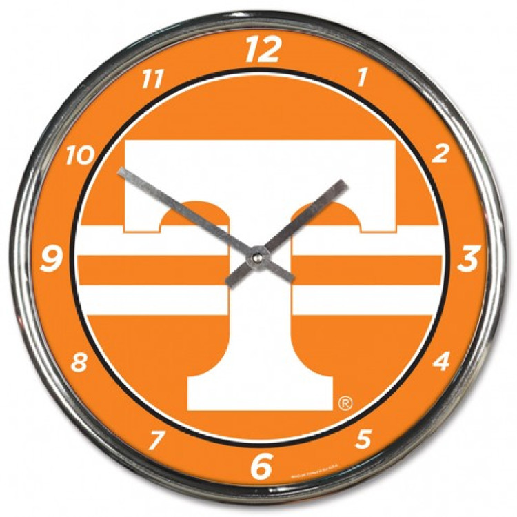 Tennessee Volunteers Clock Round Wall Style Chrome