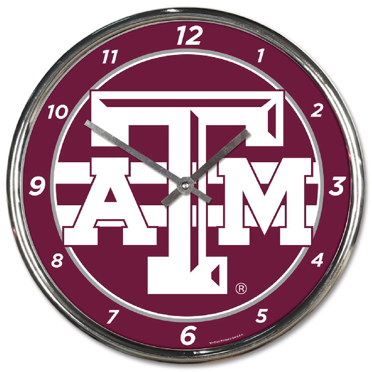 Texas A&M Aggies Round Chrome Wall Clock