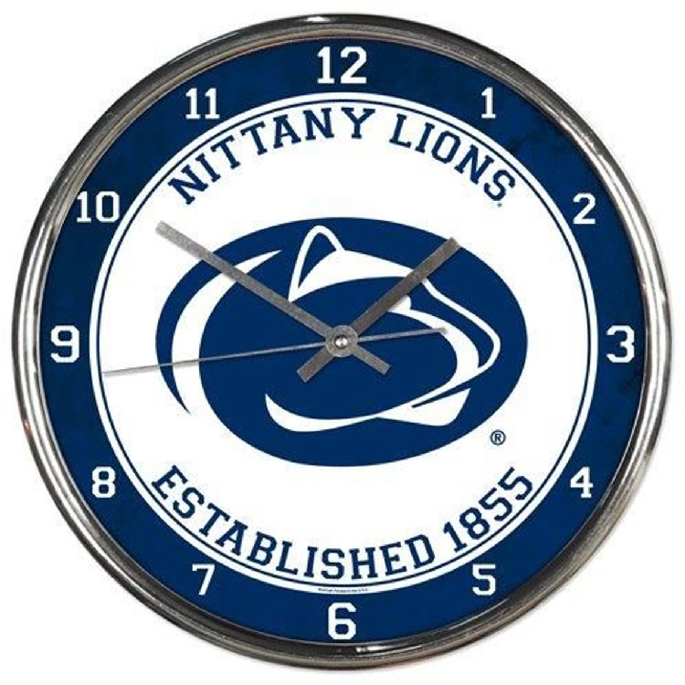 Penn State Nittany Lions Clock Round Wall Style Chrome