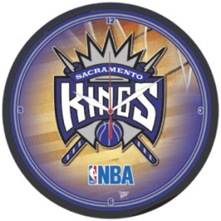 Sacramento Kings Clock Round Wall Style Chrome Alternate