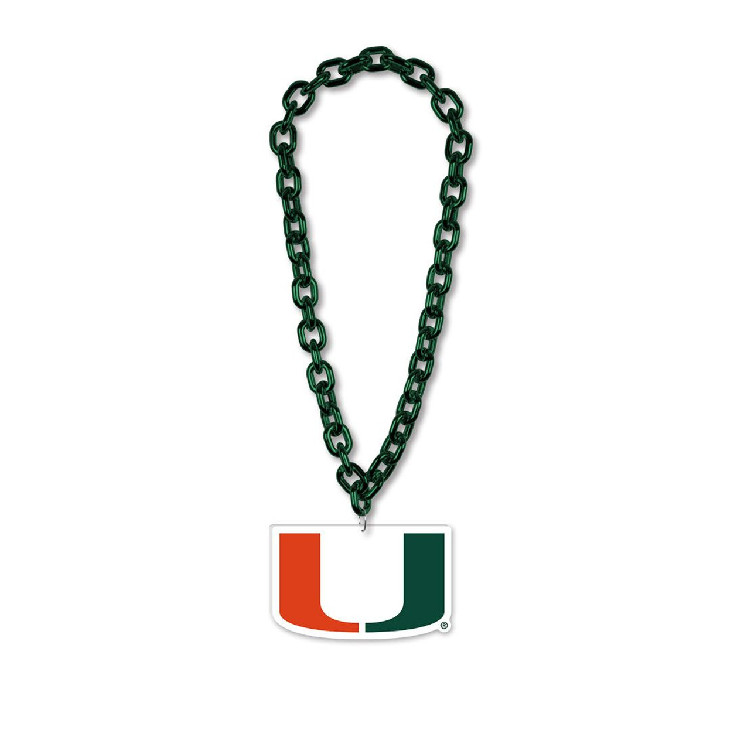 Miami Hurricanes Necklace Big Fan Chain