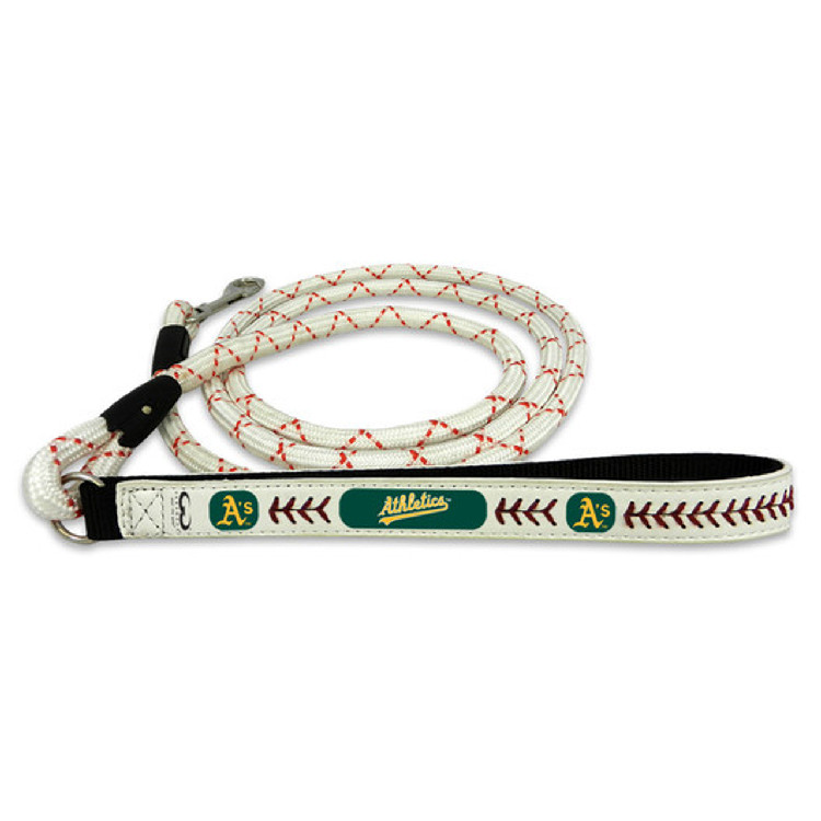 Oakland Athletics Pet Leash Leather Frozen Rope Baseball Size Medium CO