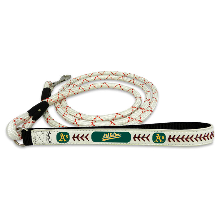 Oakland Athletics Pet Leash Leather Frozen Rope Baseball Size Large