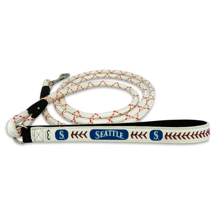 Seattle Mariners Pet Leash Leather Frozen Rope Baseball Size Medium