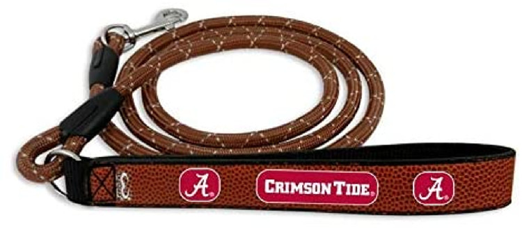 Alabama Crimson Tide Pet Leash Leather Frozen Rope Baseball Size Medium