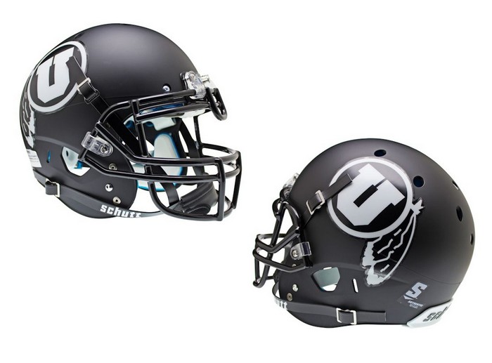 Utah Utes Schutt Authentic XP Full Size Helmet - Matte Black White Alternate 2