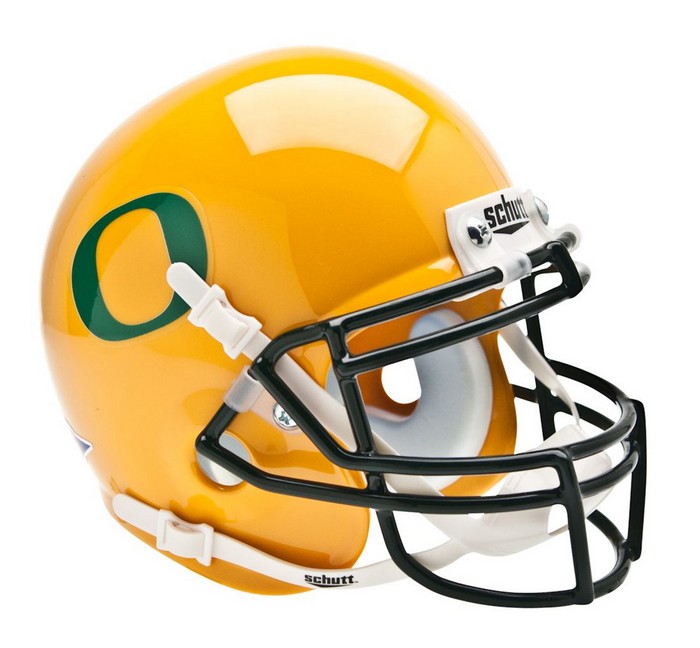 Oregon Ducks Schutt Authentic XP Full Size Helmet - Gold w/DG Decal Alternate Helmet #2