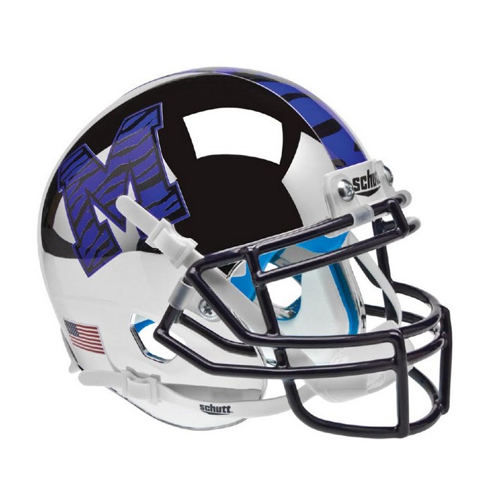 Memphis Tigers Helmet Schutt Replica Mini Alternate 1 Chrome Finish