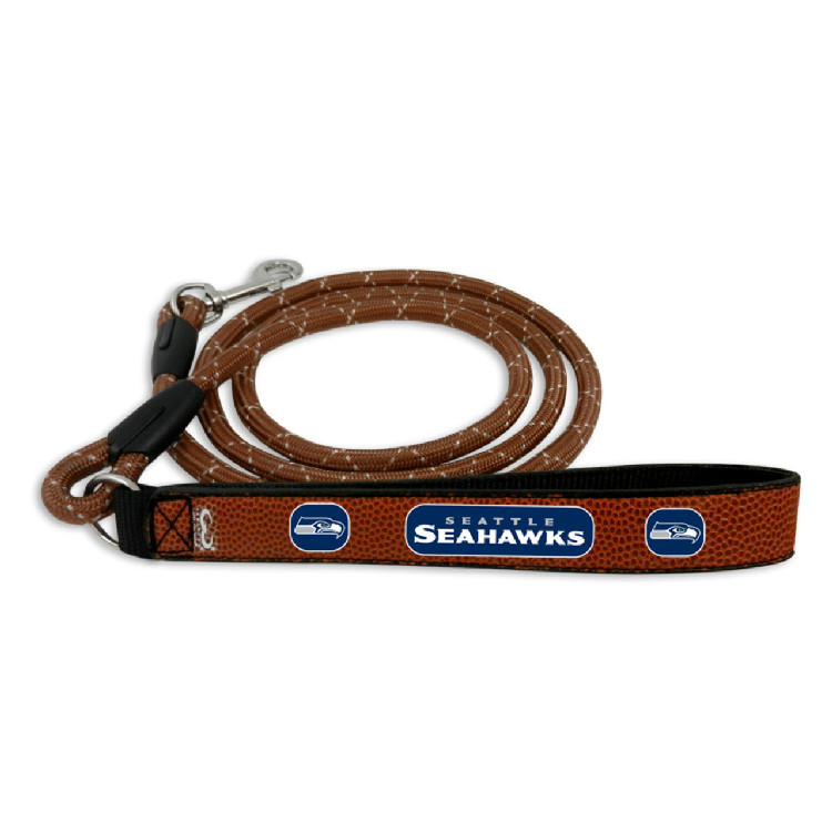 Seattle Seahawks Pet Leash Leather Frozen Rope Football Size Large CO