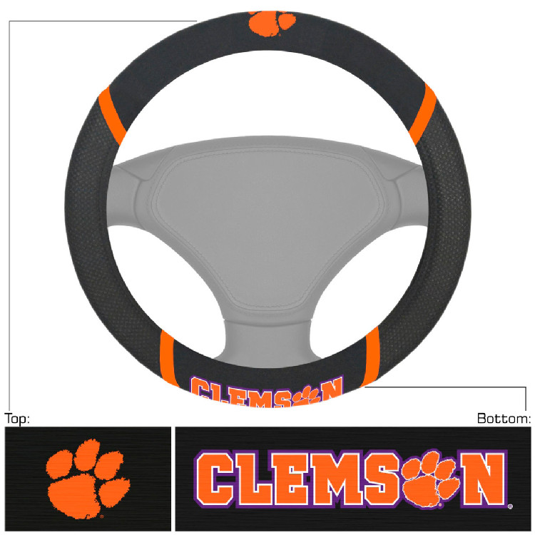 Clemson Tigers Steering Wheel Cover Mesh/Stitched