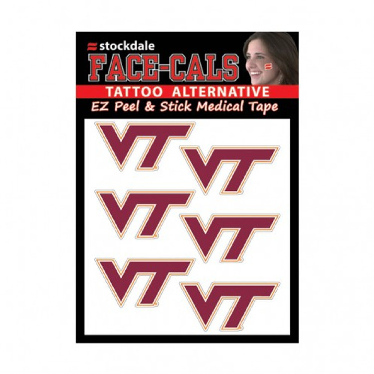 Virginia Tech Hokies Tattoo Face Cals