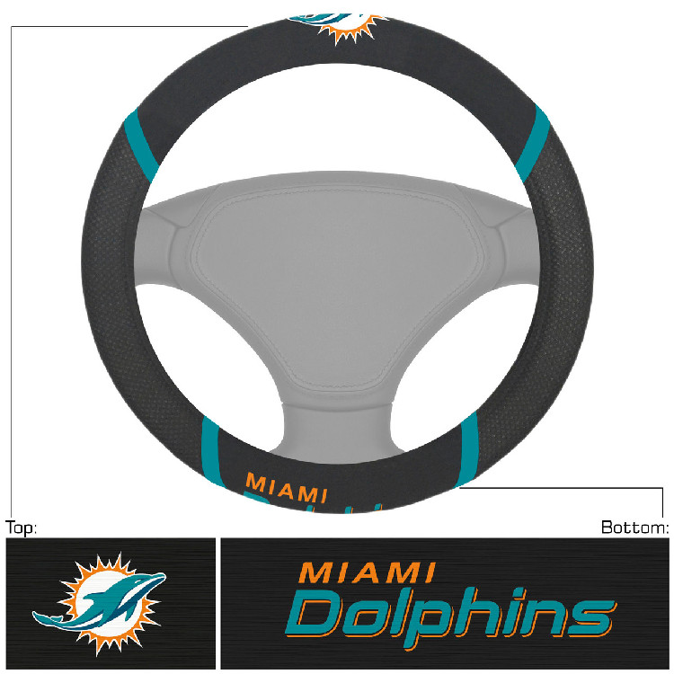 Miami Dolphins Steering Wheel Cover Mesh/Stitched