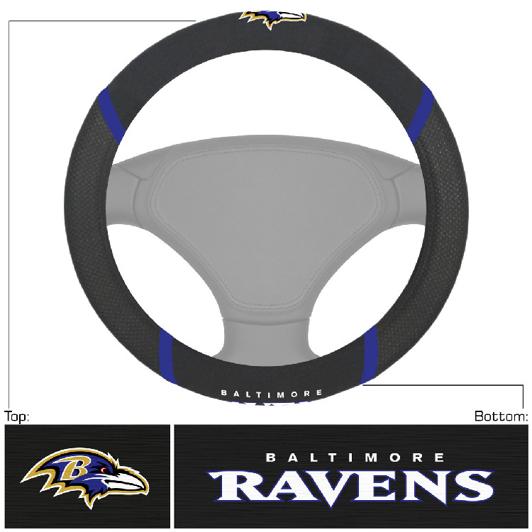 Baltimore Ravens Steering Wheel Cover Mesh/Stitched