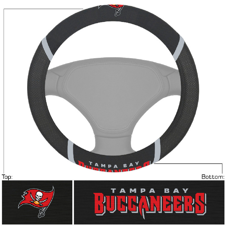 Tampa Bay Buccaneers Steering Wheel Cover Mesh/Stitched