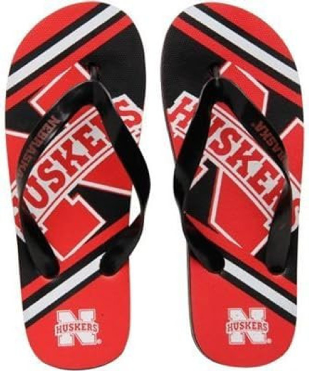 Nebraska Cornhuskers Flip Flop - Unisex Big Logo - (1 Pair) - L