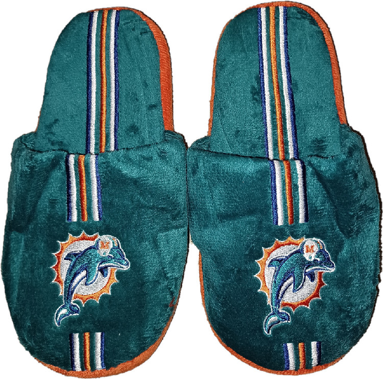 Miami Dolphins Slipper - Youth 8-16 Size 7-8 Stripe - (1 Pair) - XL