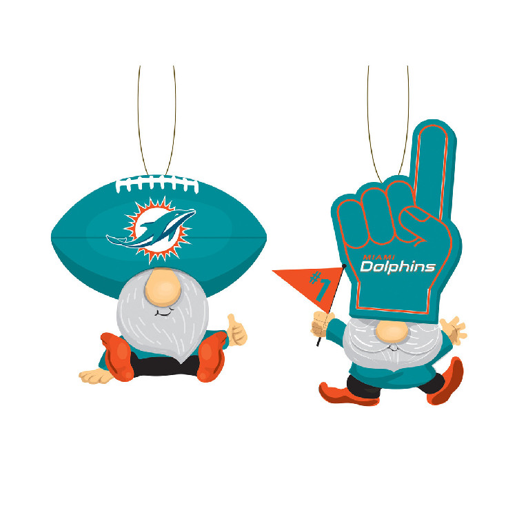 Miami Dolphins Ornament Gnome Fan 2 Pack