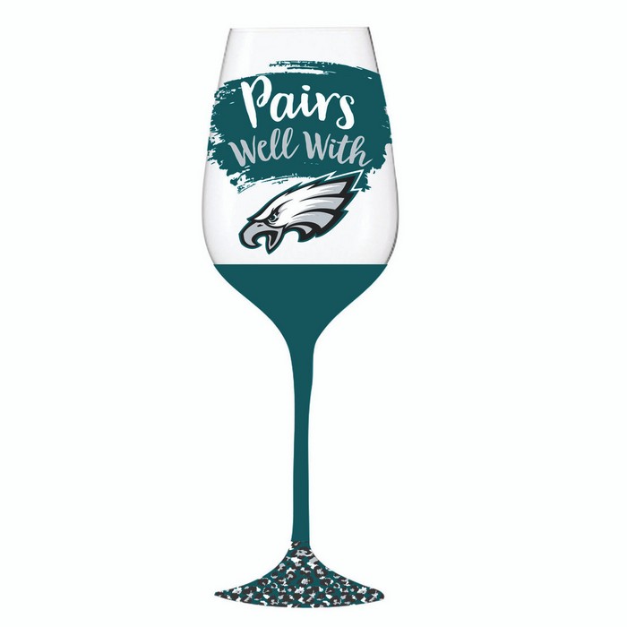 Evergreen Enterprises Philadelphia Eagles Glass 17oz Wine Stemmed Boxed