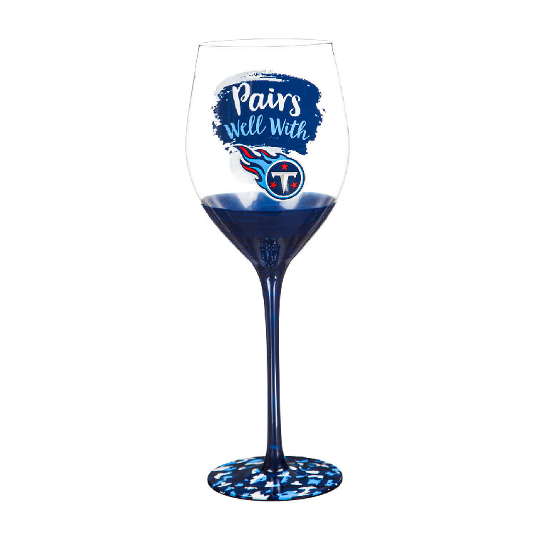 Tennessee Titans Glass 17oz Wine Stemmed Boxed