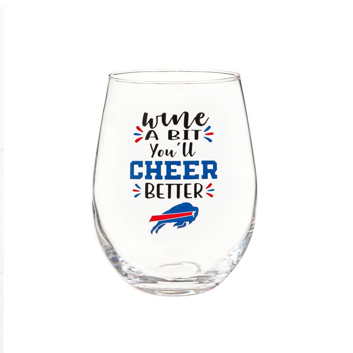 Buffalo Bills Glass 17oz Wine Stemless Boxed