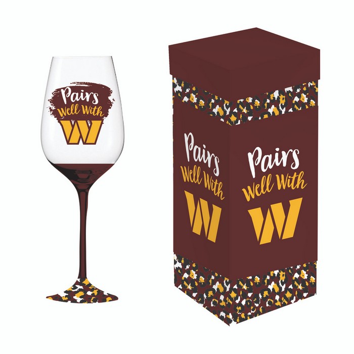 Washington Commanders Glass 17oz Wine Stemmed Boxed