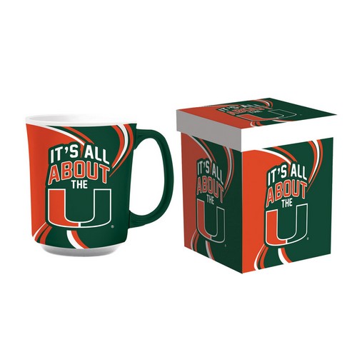 Miami Hurricanes Coffee Mug 14oz Ceramic with Matching Box