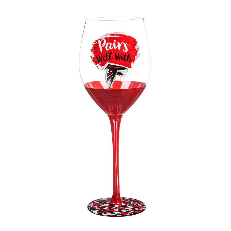 Atlanta Falcons Glass 17oz Wine Stemmed Boxed