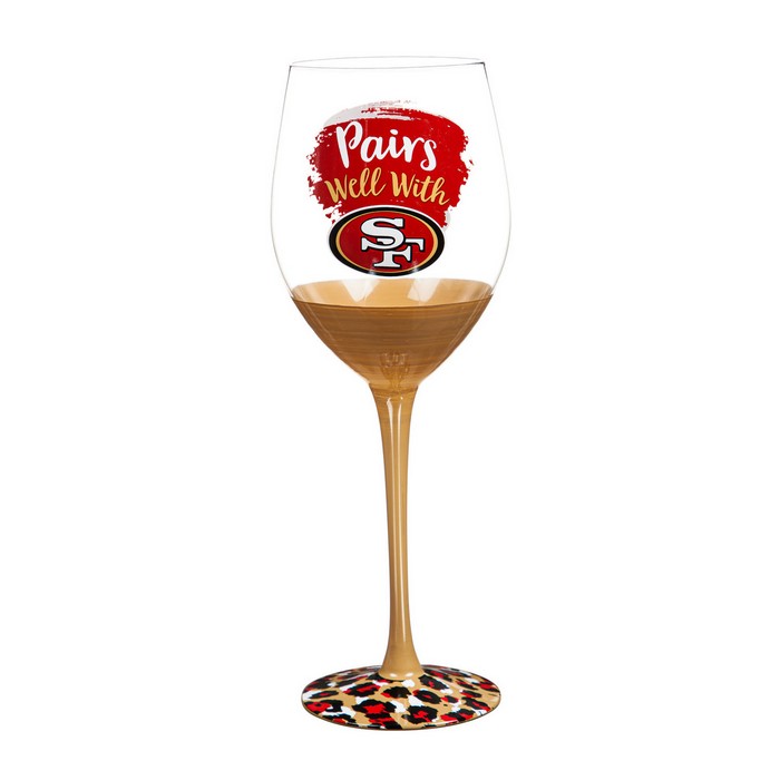 San Francisco 49ers Glass 17oz Wine Stemmed Boxed